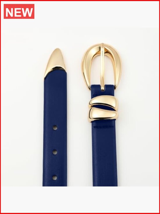Faux Leather Waist Belt with Gold Tone Buckle for Women main image 4